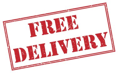 Beyaz arka plan üzerinde ücretsiz teslimat kırmızı pul