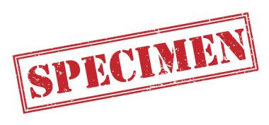 beyaz zemin üzerine kırmızı numune damgası