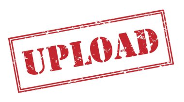 Beyaz arka plan üzerinde izole kırmızı pul upload