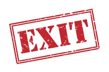 Beyaz arka plan üzerinde izole kırmızı çıkış damgası