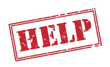 Beyaz arka plan üzerinde izole kırmızı damga yardım