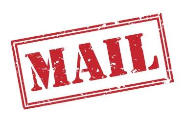 Beyaz arka plan üzerinde izole kırmızı posta damgası