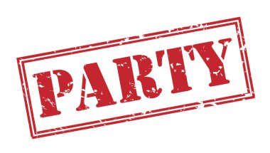 Beyaz arka plan üzerinde izole parti kırmızı pul