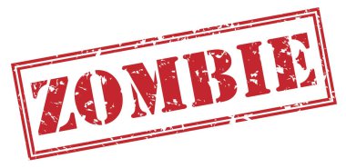 Beyaz arka plan üzerinde izole zombi kırmızı pul