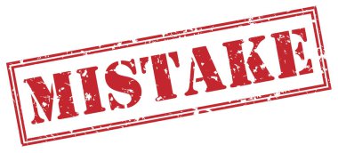 Beyaz arka plan üzerinde izole kırmızı hata damgası