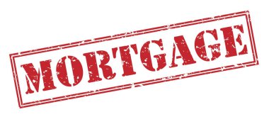 Beyaz arka plan üzerinde izole ipotek kırmızı pul