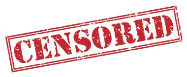 Beyaz arka plan üzerinde izole sansürlü kırmızı pul