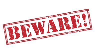 dikkat edin! Beyaz arka plan üzerinde izole kırmızı pul