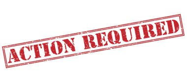 Beyaz arka plan üzerinde izole kırmızı pul eylem gerekli