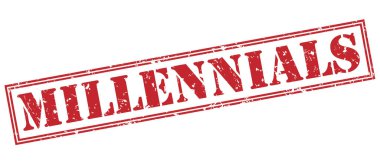 Beyaz arka plan üzerinde izole millennials kırmızı pul