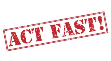 Hızlı davran! Beyaz arka plan üzerinde izole kırmızı pul