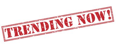 Şimdi eğilimleri! Beyaz arka plan üzerinde izole kırmızı pul