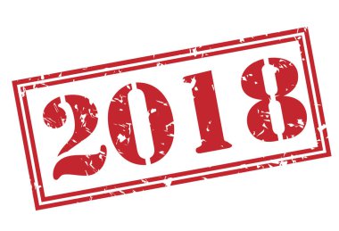 Beyaz arka plan üzerinde izole 2018 kırmızı pul