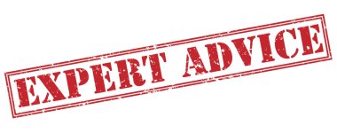 Beyaz arka plan üzerinde izole uzman tavsiyesi kırmızı pul