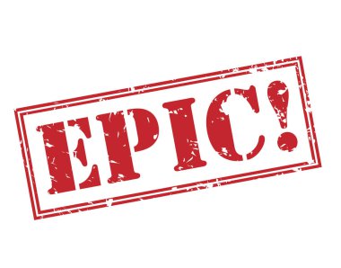 epik! Beyaz arka plan üzerinde izole kırmızı pul