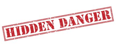 Beyaz arka plan üzerinde izole gizli tehlike kırmızı pul