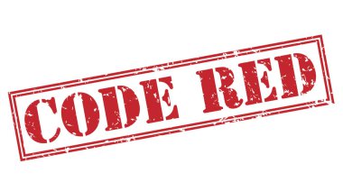 Beyaz arka plan üzerinde izole kırmızı alarm kırmızı pul