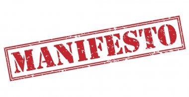 Beyaz arka plan üzerinde izole manifesto kırmızı pul