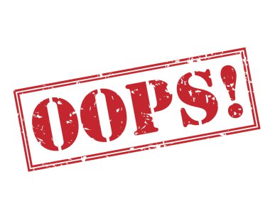 Oops! Beyaz arka plan üzerinde izole kırmızı pul