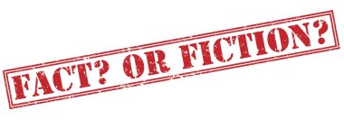 gerçek mi? veya kurgu? Beyaz arka plan üzerinde izole kırmızı pul