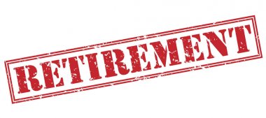 Beyaz arka plan üzerinde izole emeklilik kırmızı pul