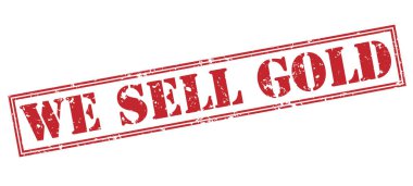 beyaz zemin üzerine kırmızı pul izole altın satmak