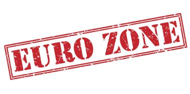 Beyaz arka plan üzerinde izole euro bölgesi kırmızı pul