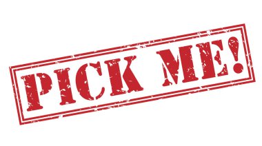 Beni seç! Beyaz arka plan üzerinde izole kırmızı pul