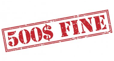 Beyaz arka plan üzerinde izole kırmızı damga 500 dolar para cezası