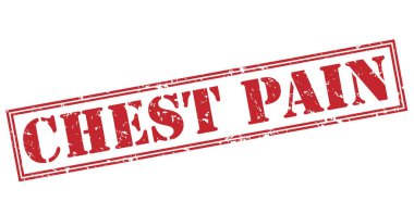 Beyaz arka plan üzerinde izole göğüs acı kırmızı pul