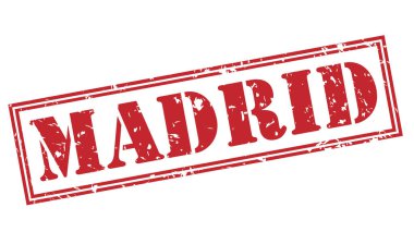 Beyaz arka plan üzerinde izole Madrid kırmızı pul