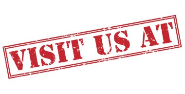 Beyaz arka plan üzerinde izole kırmızı pul bizi ziyaret edin