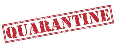 Beyaz arka plan üzerinde izole karantina kırmızı pul