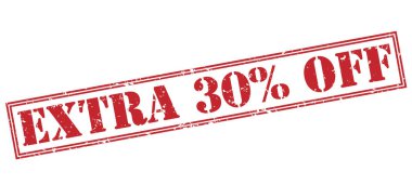 Beyaz arka plan üzerinde izole kırmızı pul ilave %30