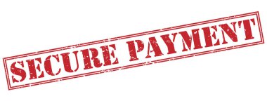 Beyaz arka plan üzerinde güvenli ödeme kırmızı pul