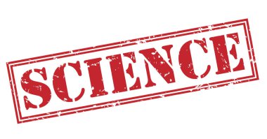 Beyaz arka plan üzerinde bilim kırmızı pul