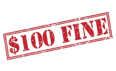 beyaz zemin üzerine kırmızı pul 100 dolar para cezası