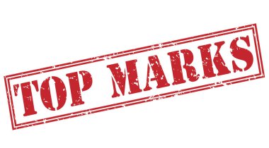 Beyaz arka plan üzerinde üst işaretleri kırmızı pul