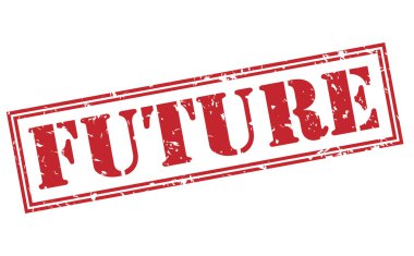 Beyaz arka plan üzerinde gelecekte kırmızı pul