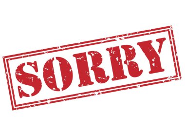 Üzgünüm beyaz zemin üzerine kırmızı pul izole