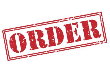 Beyaz arka plan üzerinde izole sipariş kırmızı pul