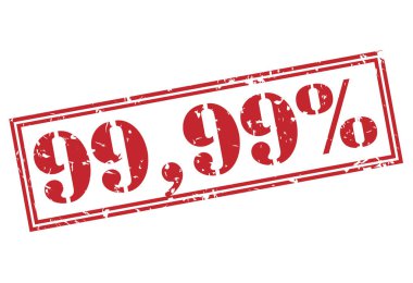 Beyaz arka plan üzerinde 99, yüzde 99'u kırmızı pul