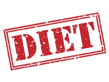 Beyaz arka plan üzerine diyet kırmızı damga