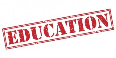 Beyaz arka plan üzerine eğitim kırmızı damga