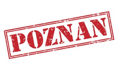 beyaz zemin üzerine kırmızı Poznan damgası
