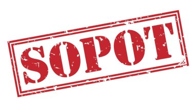 beyaz zemin üzerine kırmızı Sopot damgası