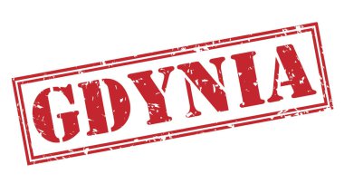 beyaz zemin üzerine kırmızı Gdynia damgası