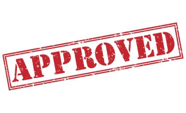 Beyaz arka plan üzerinde izole kırmızı pul onaylı