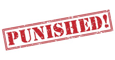 puniched! Beyaz arka plan üzerinde izole kırmızı pul