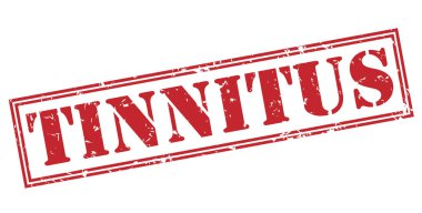 Beyaz arka plan üzerinde izole tinnitus kırmızı pul
